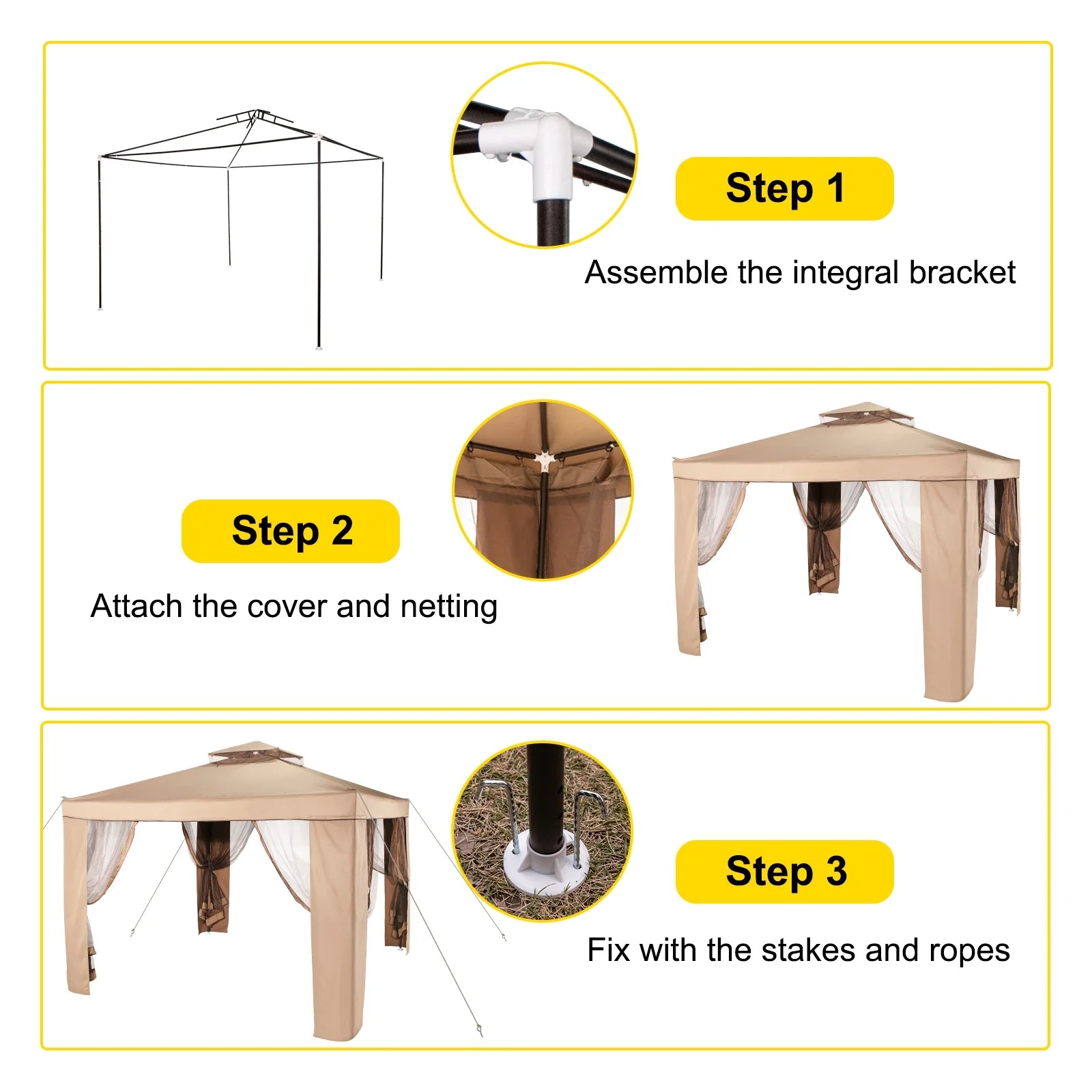Gold and Brown Pop-up Gazebo O522196