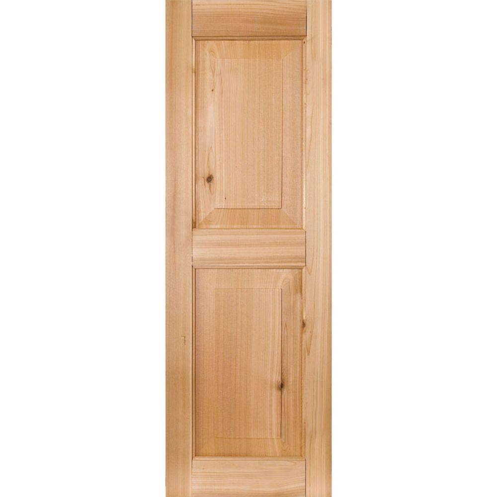 2-Pack 18-in W x 36-in H Unfinished Raised Panel Wood Cedar Exterior Shutters in Brown N15666