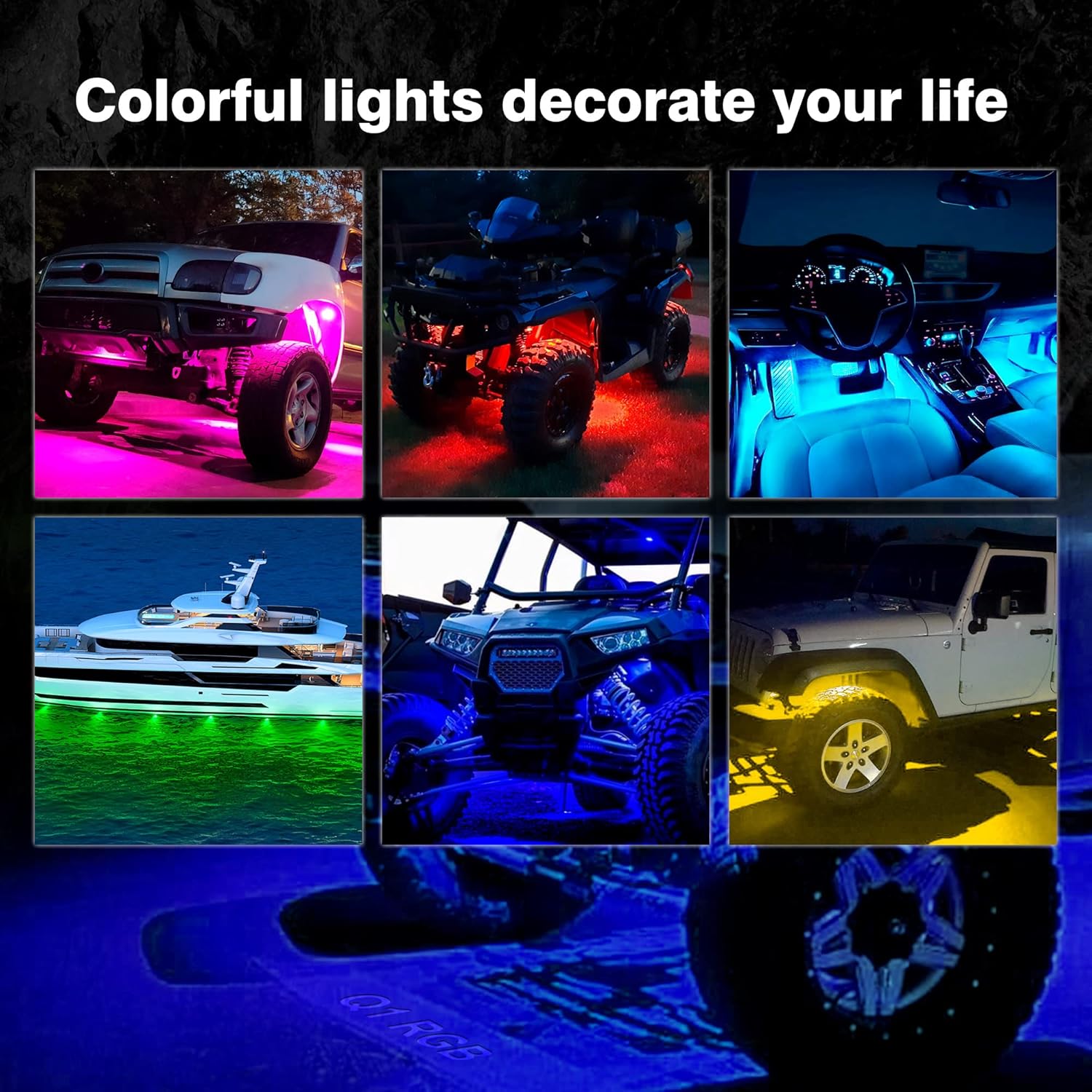 4 Pods Multicolor Waterproof LED Rock Lights with Remote Control J77402