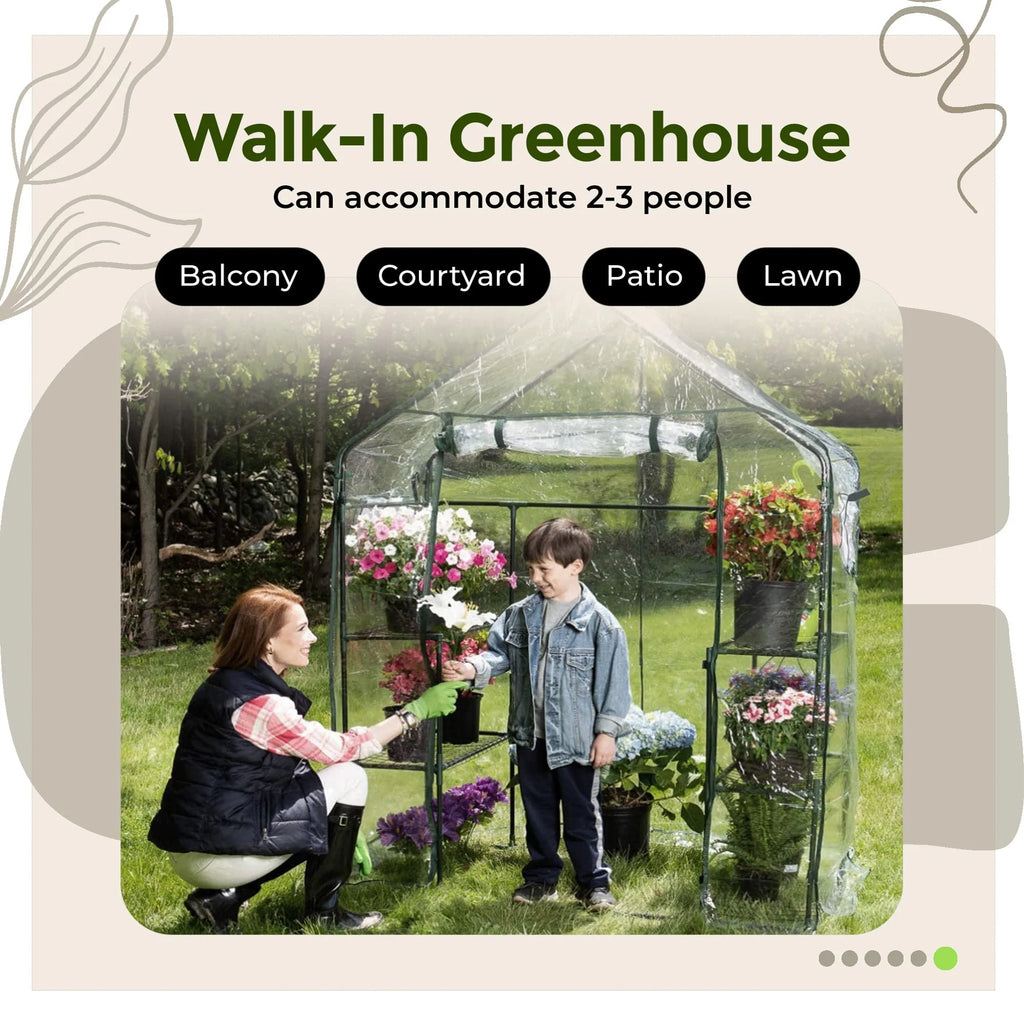 Walk-in Greenhouse with Plant Rack G1942
