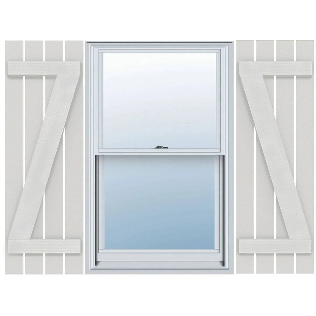 Rustic Four Board Spaced Board-n-Batten Faux Wood Shutters (Per Pair) C245142