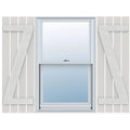 Rustic Four Board Spaced Board-n-Batten Faux Wood Shutters (Per Pair) C245142