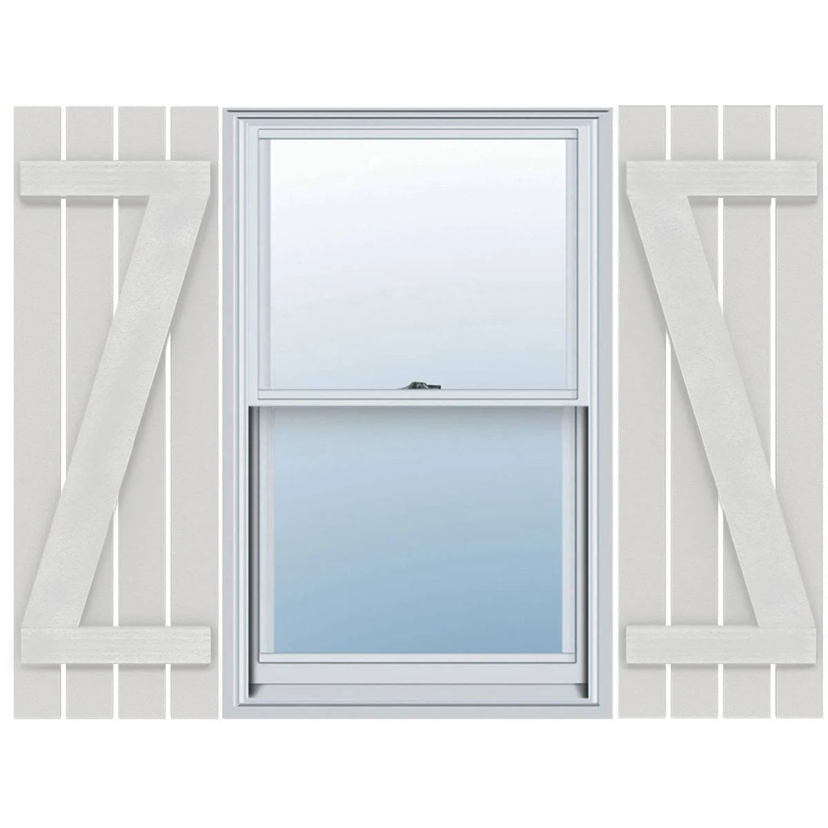 Rustic Four Board Spaced Board-n-Batten Faux Wood Shutters (Per Pair) C245142