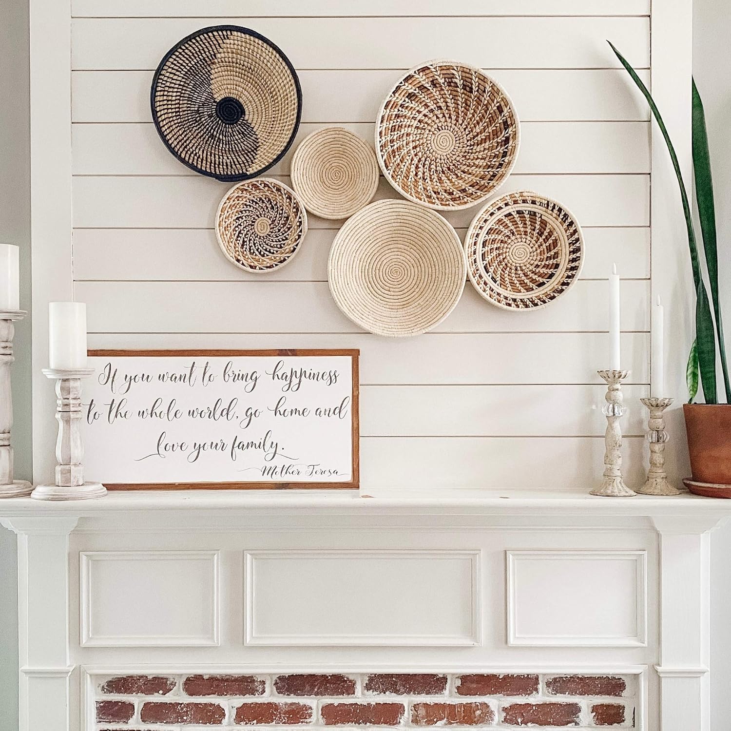 Set of 6 Handmade Woven Wall Baskets D48703