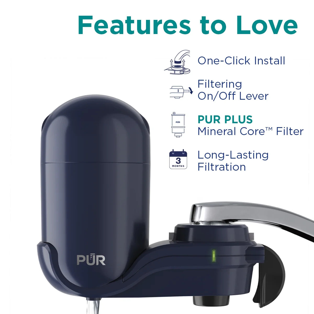 Faucet Mount Water Filtration System, Vertical, Indigo G3902