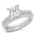18K White Gold Princess Cut Diamond Engagement Ring Set J139