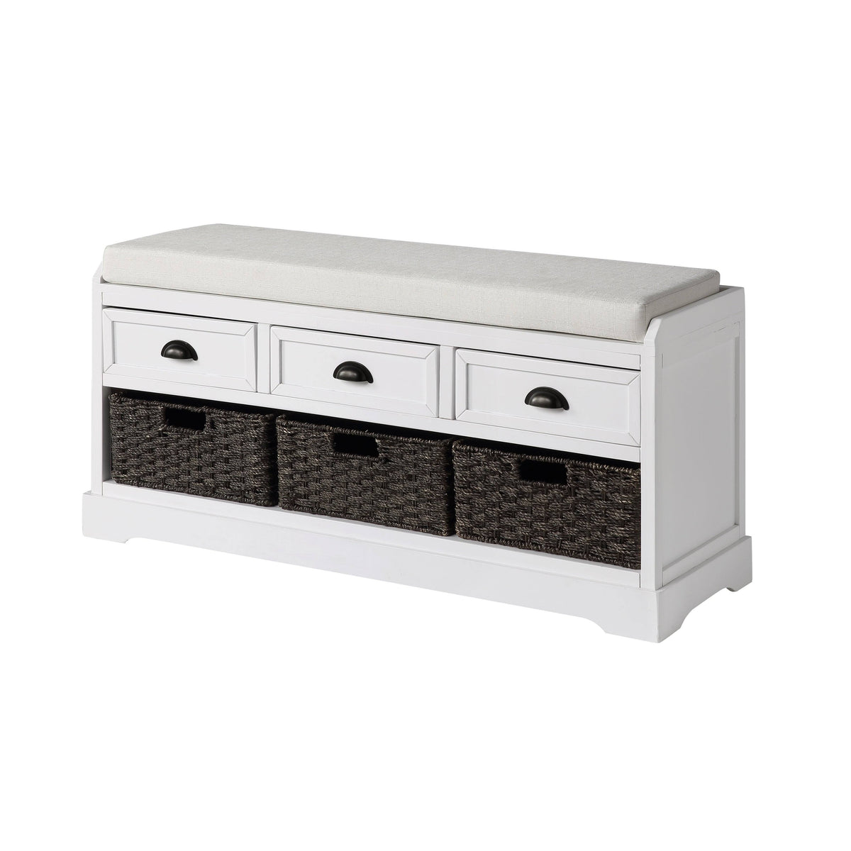 Black Storage Bench with 3 Drawers and 3 Baskets A22504