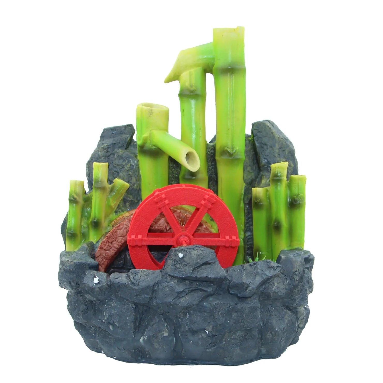 Bamboo Water Fountain with Red Wheel F538