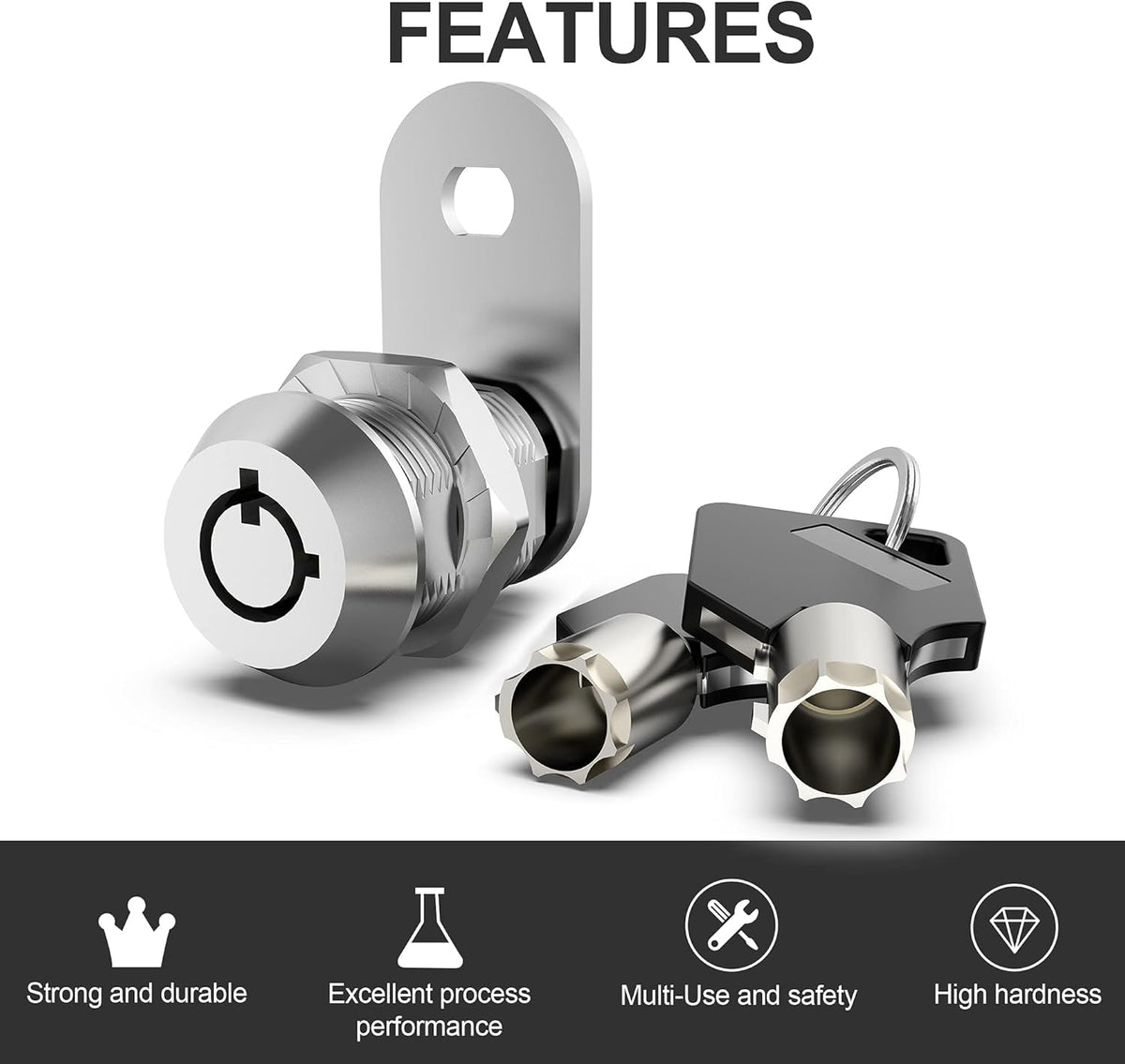 6 Pack Keyed Alike 1-1/8 Inch Zinc Alloy Cabinet Locks M948