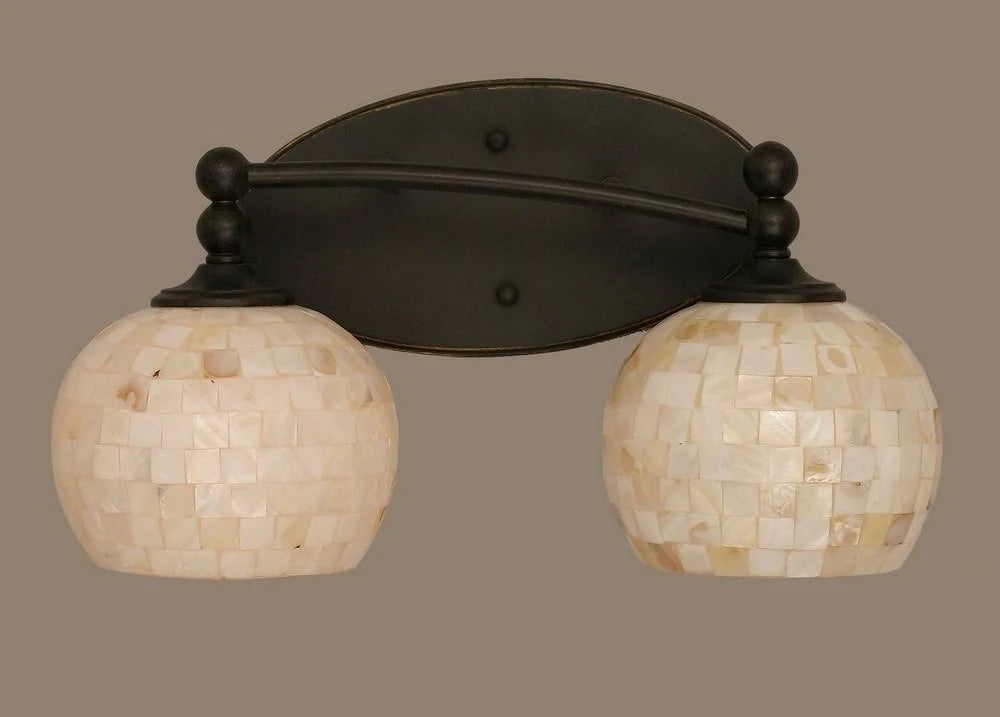 Three Light Bath Bar Dark Granite Finish with Mystic Seashell Glass K36400
