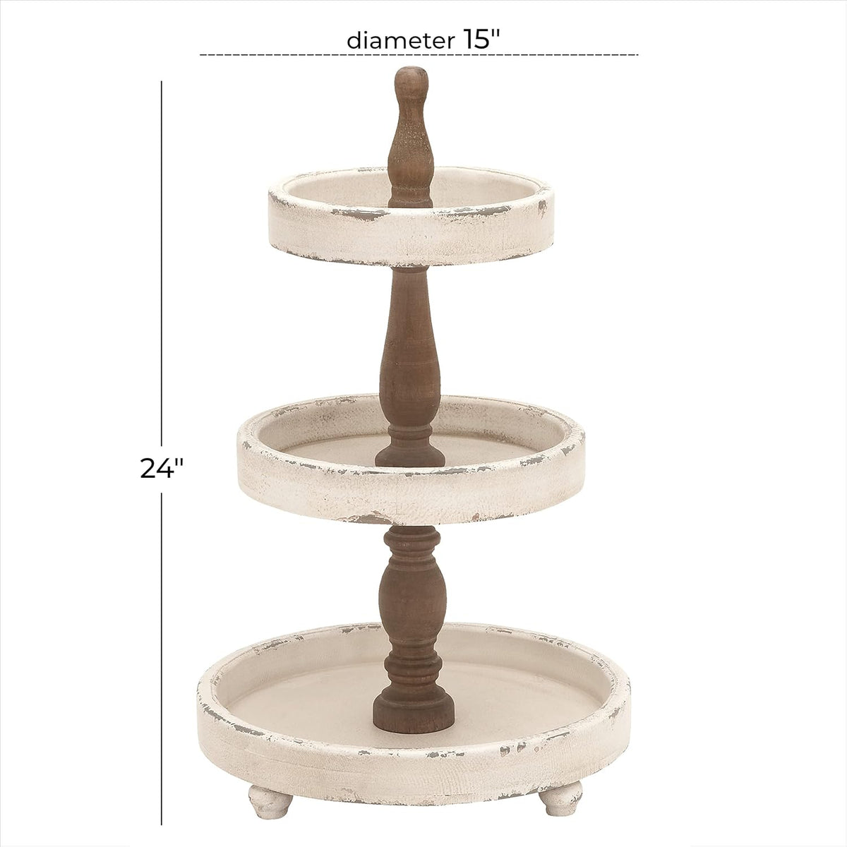 White Wood Tiered Serving Stand Y952036