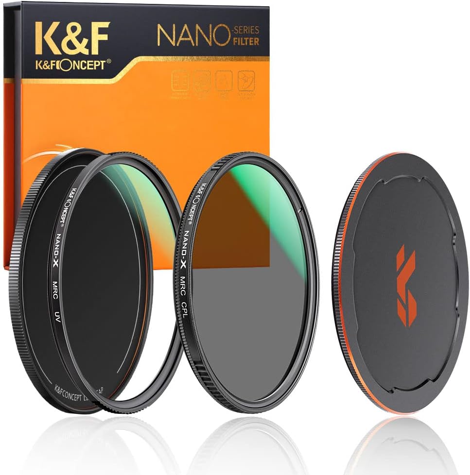 55mm Circular Polarizers Filter & MC UV Protection Filter Kit (2 pcs) with Lens Cap, 28 Multi-Layer Coatings X3527