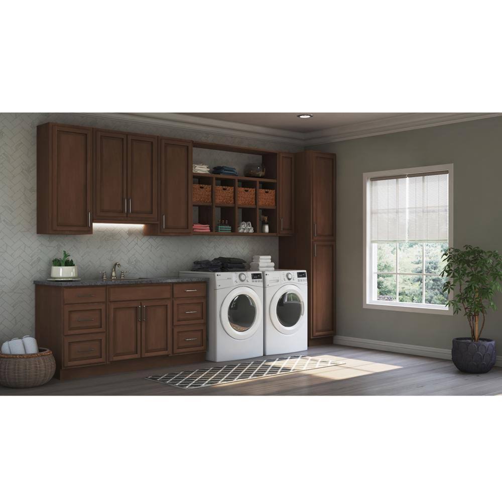 Cognac Red Above Refrigerator Deep Wall Bridge Kitchen Cabinet S11597