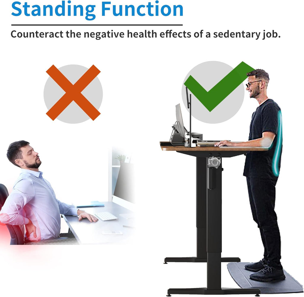 55 inch Adjustable Height Electric Standing Desk with Cup Holder, Headphone Hook, Cable Manager, Mouse pad, Walnut Wood J158856