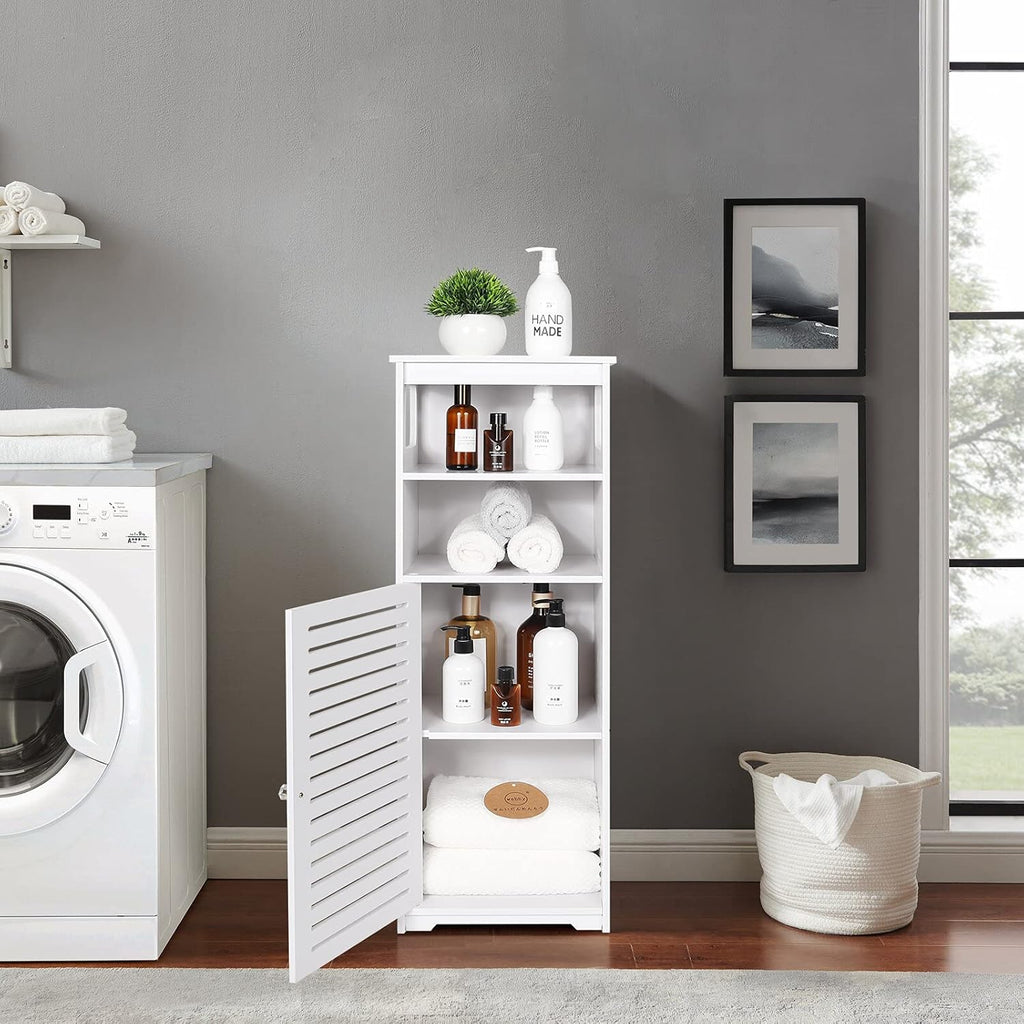 White 5 Tiers Floor Standing Storage Cabinet with Door and Shelf H8919