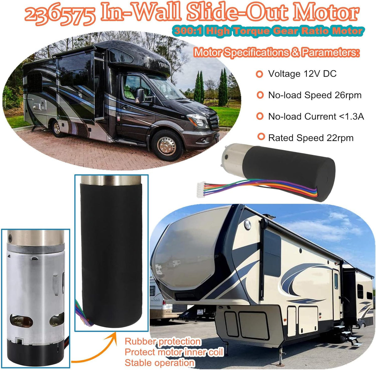 RV in-Wall Slide Out Motor L386