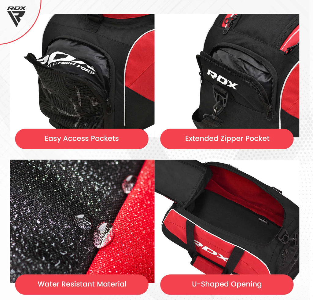 RDX Kit Bag Gym Duffle Sports Holdall Gear MMA Fitness Exercise Equipment Backpack Hiking Luggage Shoulder Sportswear Lightweight Rucksack Handles Running Zipper Travel Carry on Shoe Compartment Q304