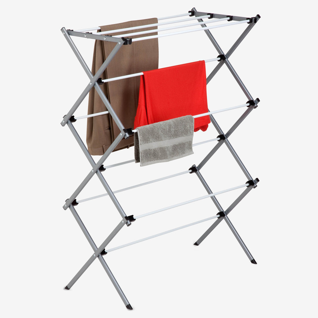 Silver White Collapsible Clothes Drying Rack D1017