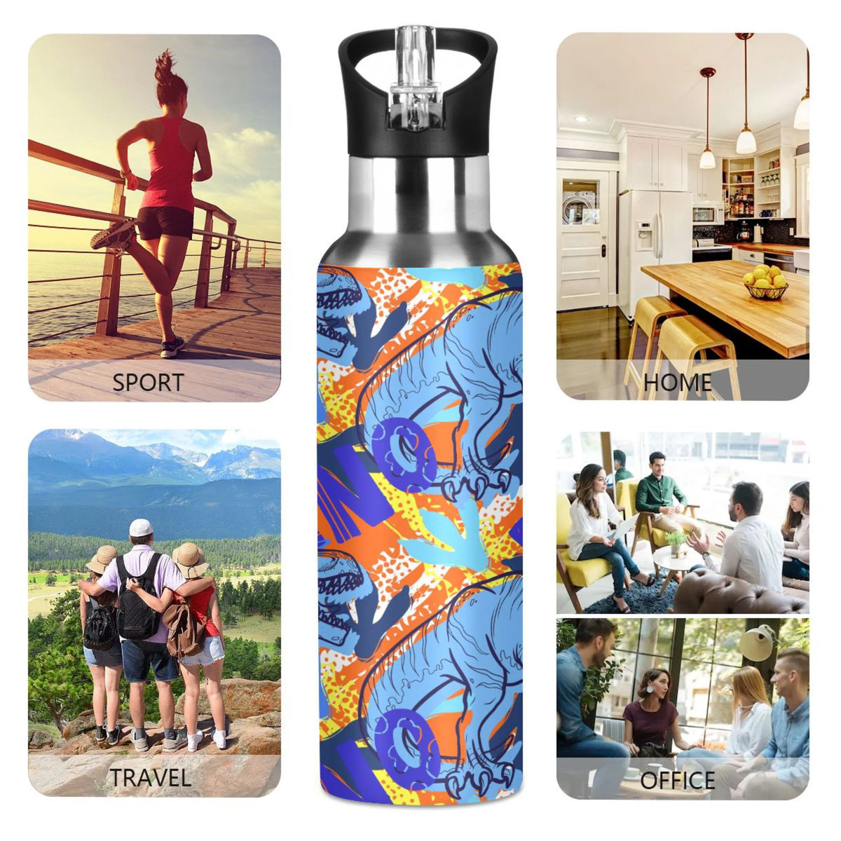 Stainless Steel Insulated Water Bottle with Straw Lid R3496