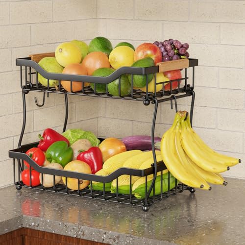 3 Tier Black Metal Wire Fruit Basket H4931