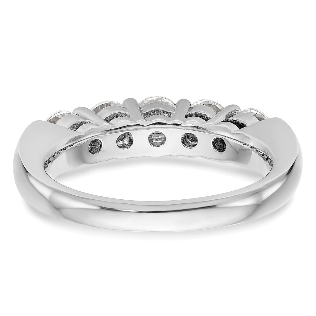 14K White Gold 5-Stone Wedding Band Ring R13323