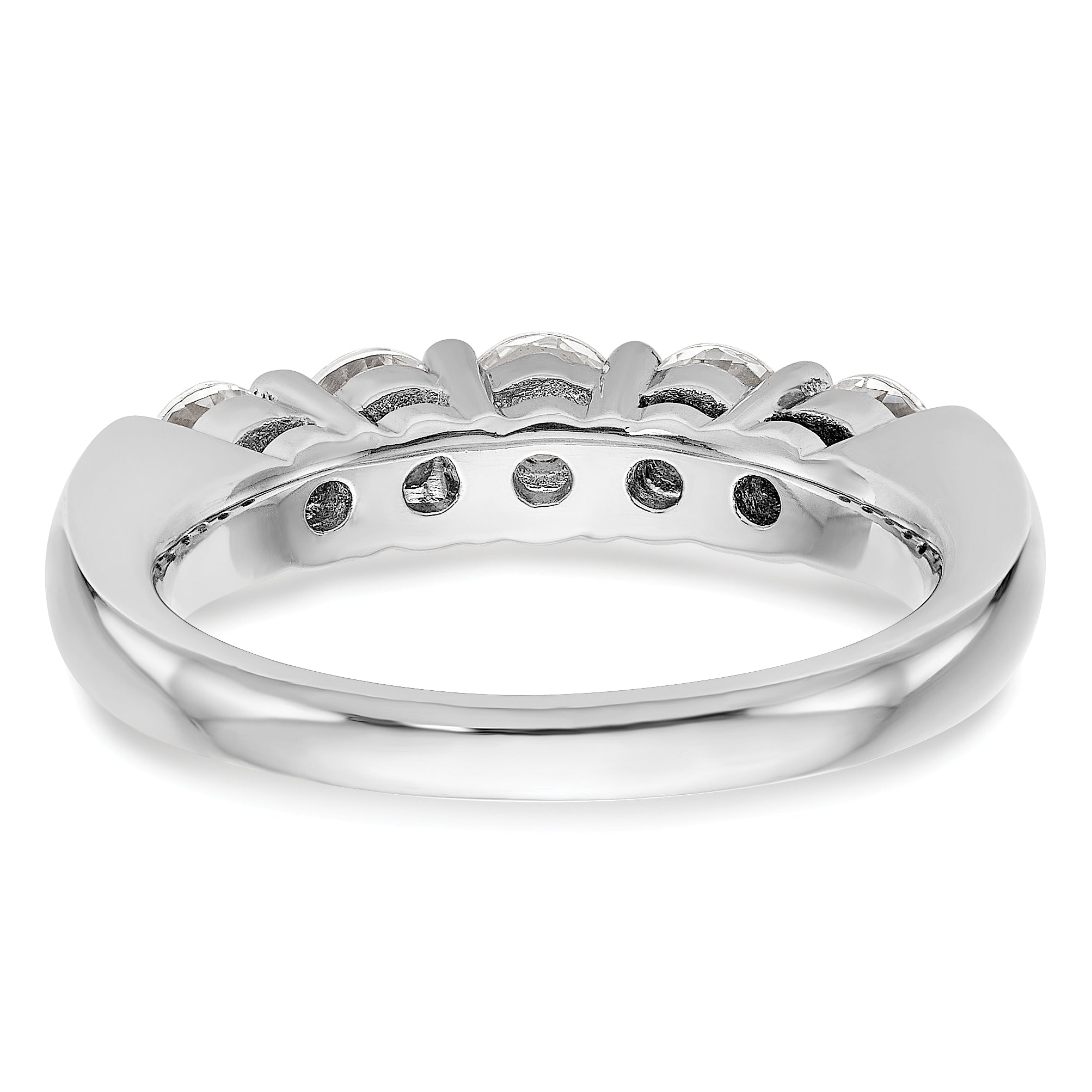 14K White Gold 5-Stone Wedding Band Ring R13323
