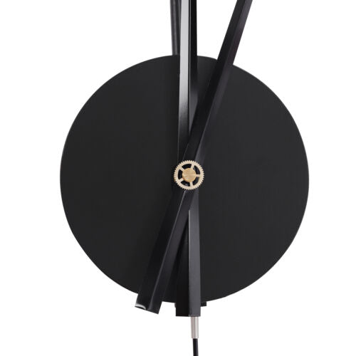 Black Wall Clock Pendulum Silent Quartz Movement Y435