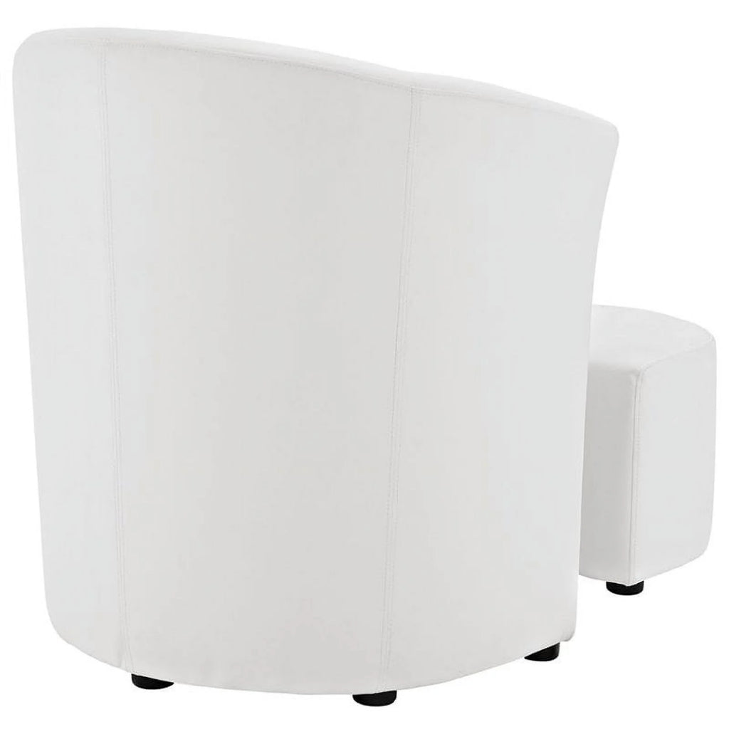 White Faux Leather Accent Chair with Ottoman X973