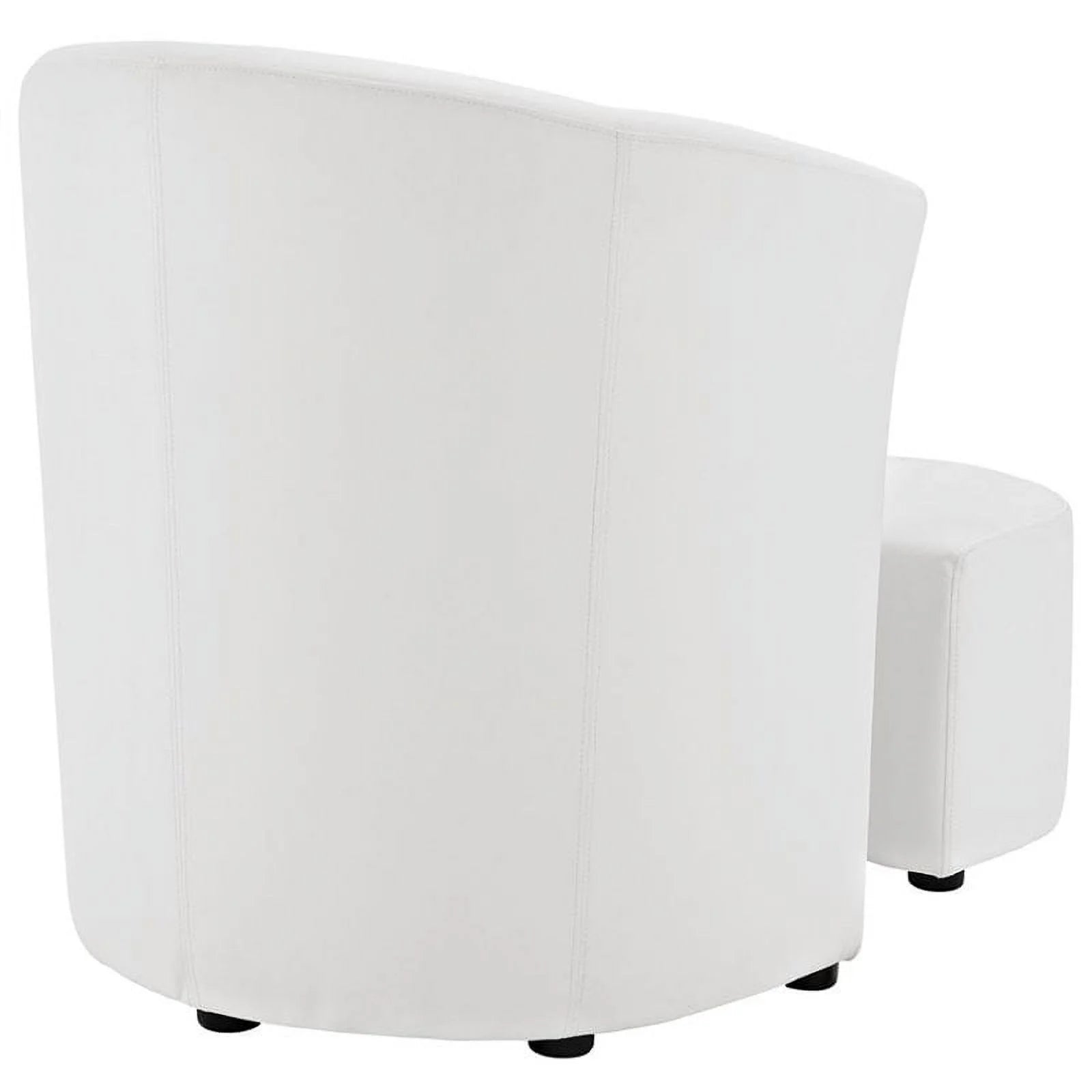 White Faux Leather Accent Chair with Ottoman X973