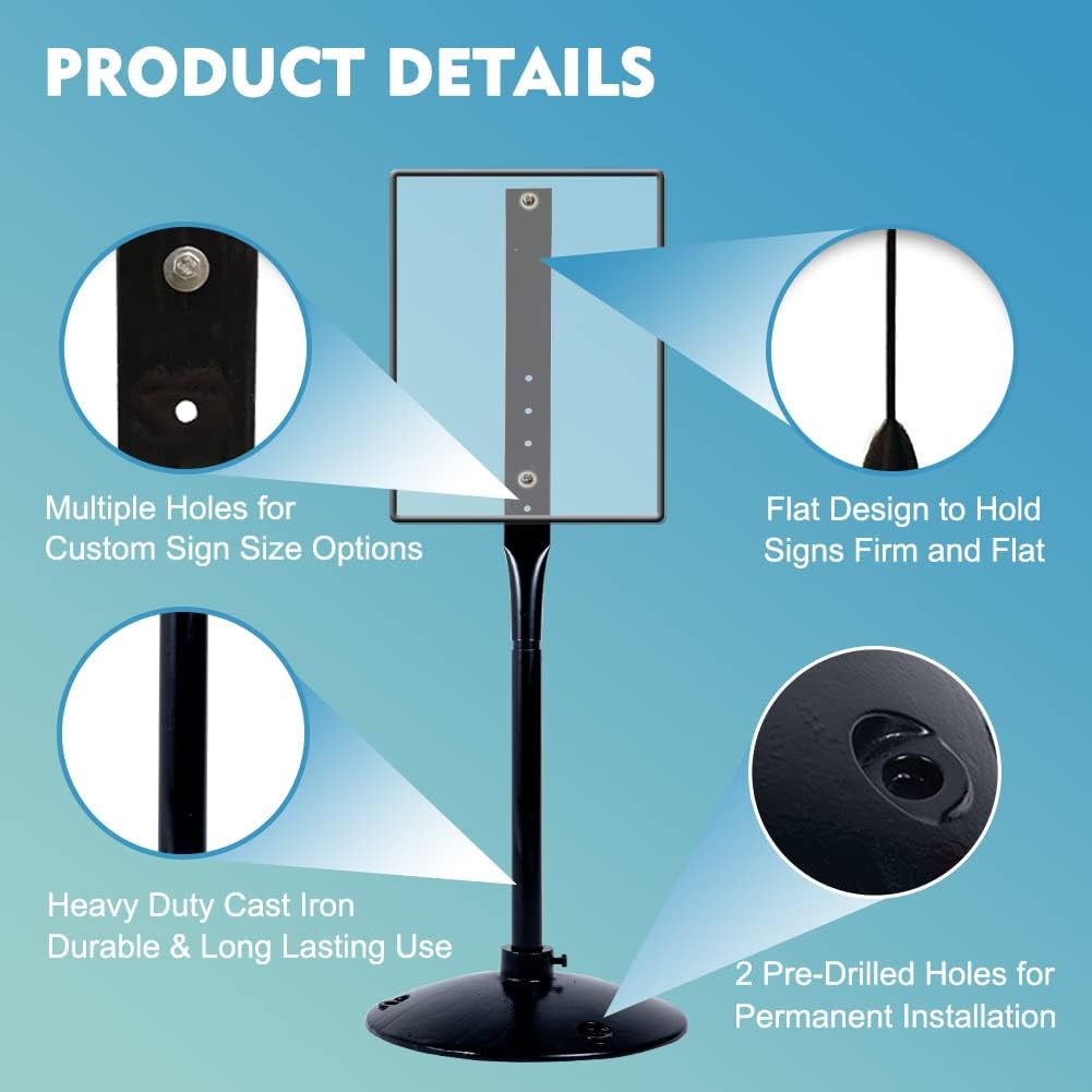 Cast Iron Pedestal Post Sign Holder with 17" Dia Base 48" Tall, Black O382180