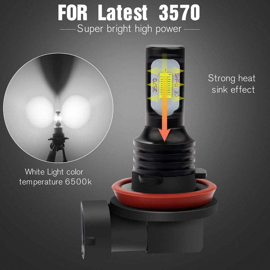 6000K White H11 High/Low Beam Headlights R6477