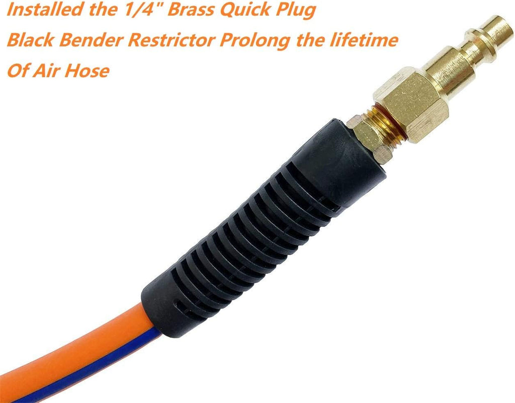 Orange 3/8”ID x 100ft 300PSI Air Compressor Hose with 1/4” Brass Coupler, Pack of 2 N28724