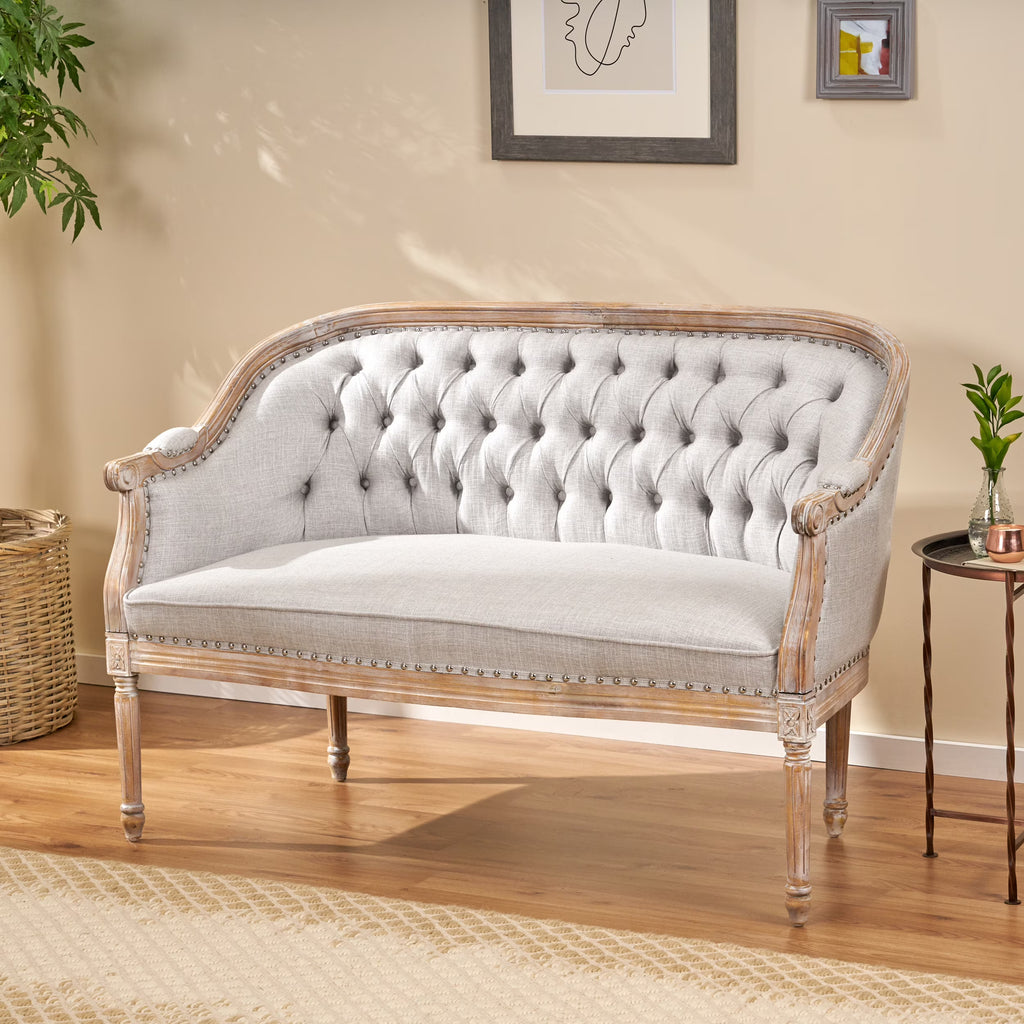 Light Gray Fabric Loveseat B167198