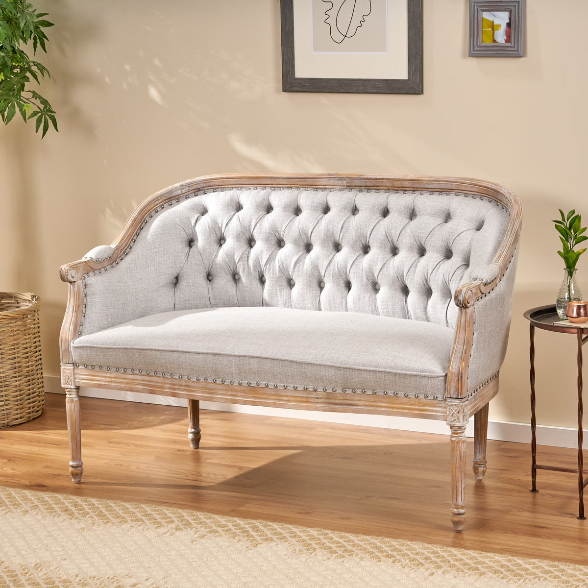 Light Gray Fabric Loveseat B167198