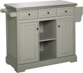Rolling Kitchen Island with Stainless Steel Top Utility Cart on Wheels, Grey G49690