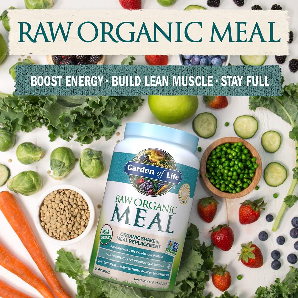 Organic Raw Plant Based Protein Powder, Lightly Sweet, Vegan, Gluten-Free, 36.6oz Pack of 2 H32436