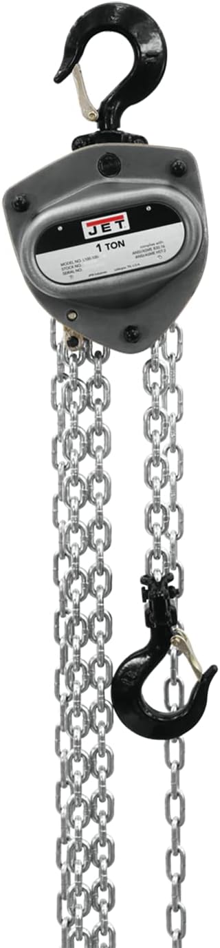 1-Ton Hand Chain Hoist with 30' Lift and Overload Protection Q31582