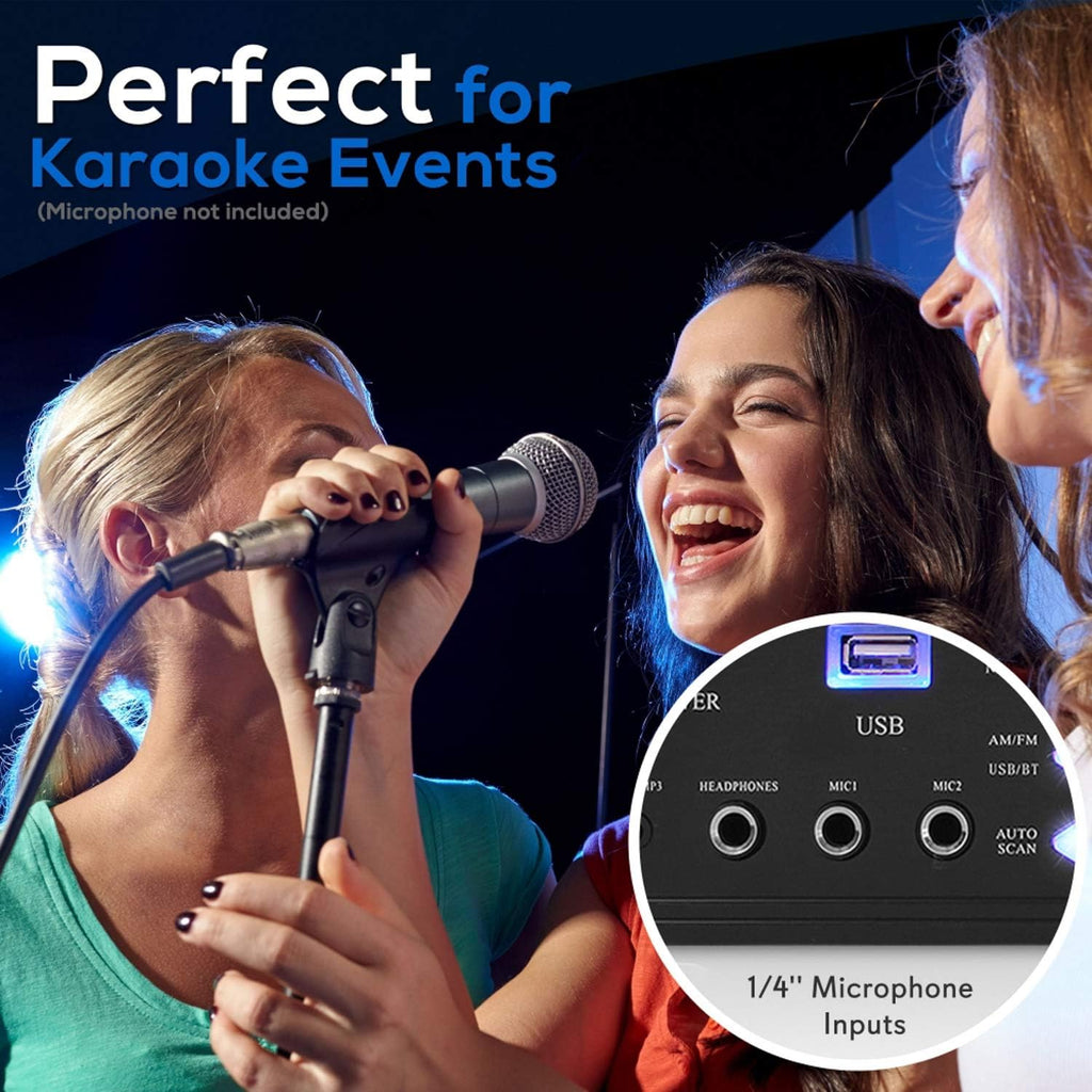 Wireless Bluetooth Stereo Amplifier with AM/FM Radio, USB, AUX, RCA, Karaoke Mic in, Remote I732285