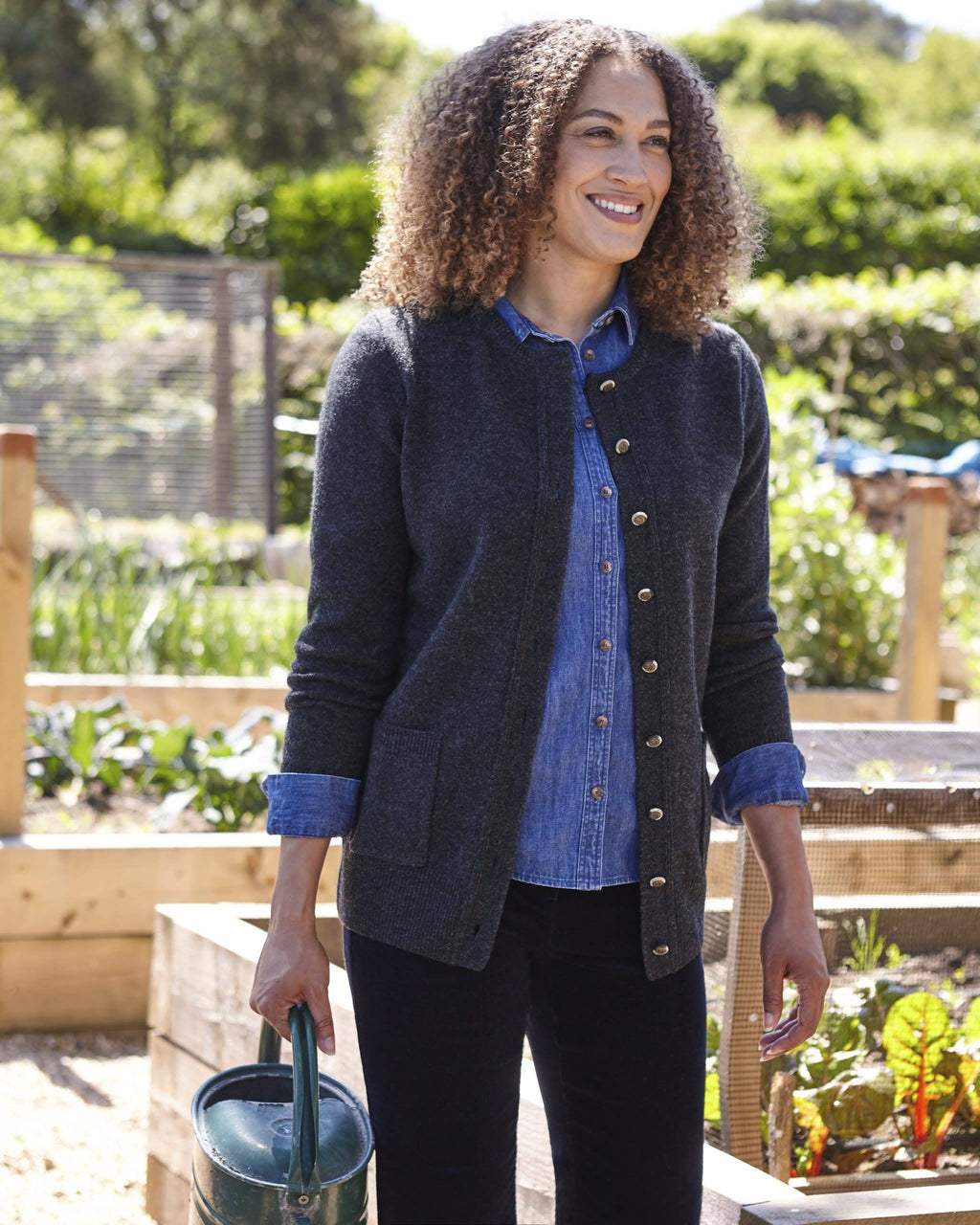 Lambswool Crew Neck Cardi Grey Marl P526