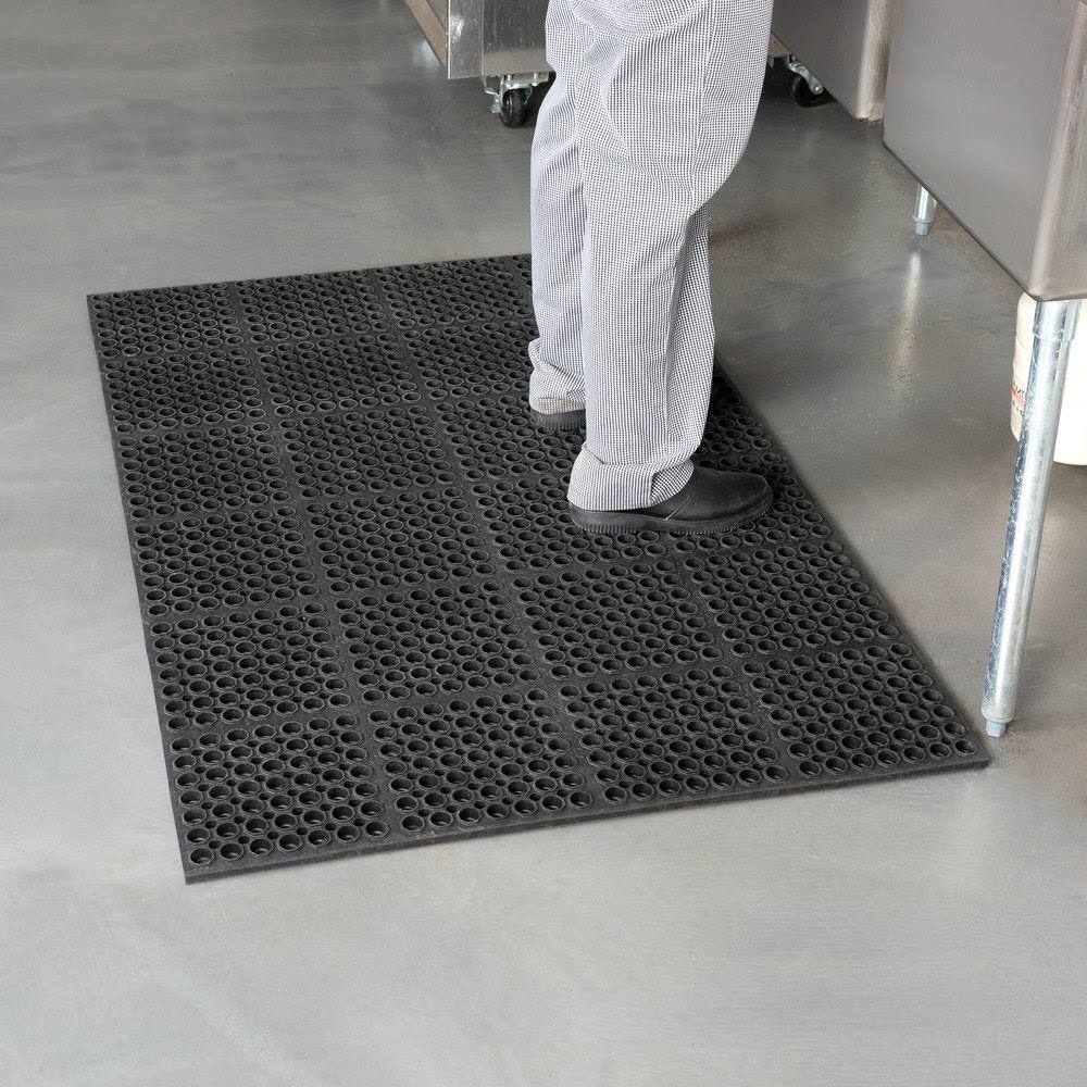 Rubber Anti-Fatigue and Anti-Slip Mat, 58.5 inch x 39 inch, Black A8580