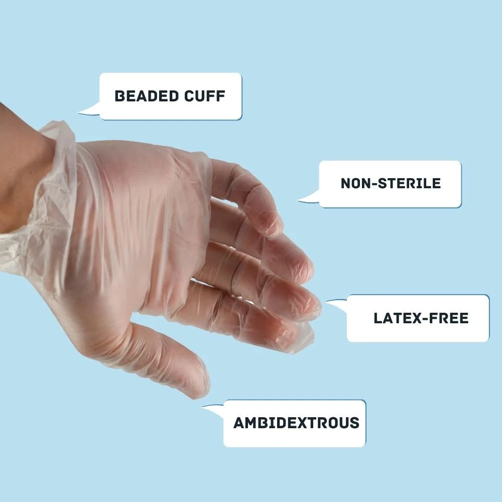 Powder-Free Vinyl Exam Gloves, 2X-Large, 5 Mil, 1000 Pcs X891328