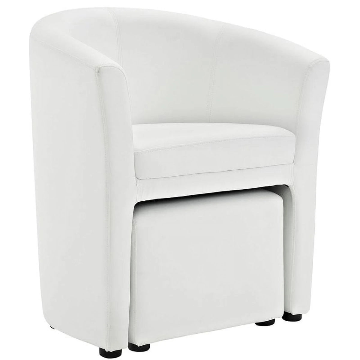 White Faux Leather Accent Chair with Ottoman X973