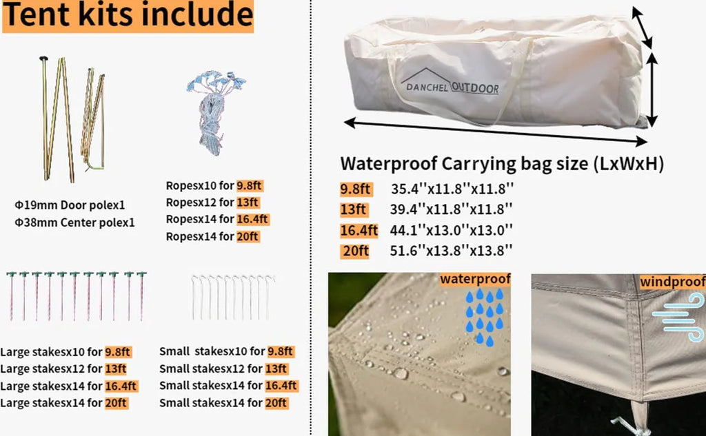 9.8ft Waterproof Cotton Canvas Bell Tent B245