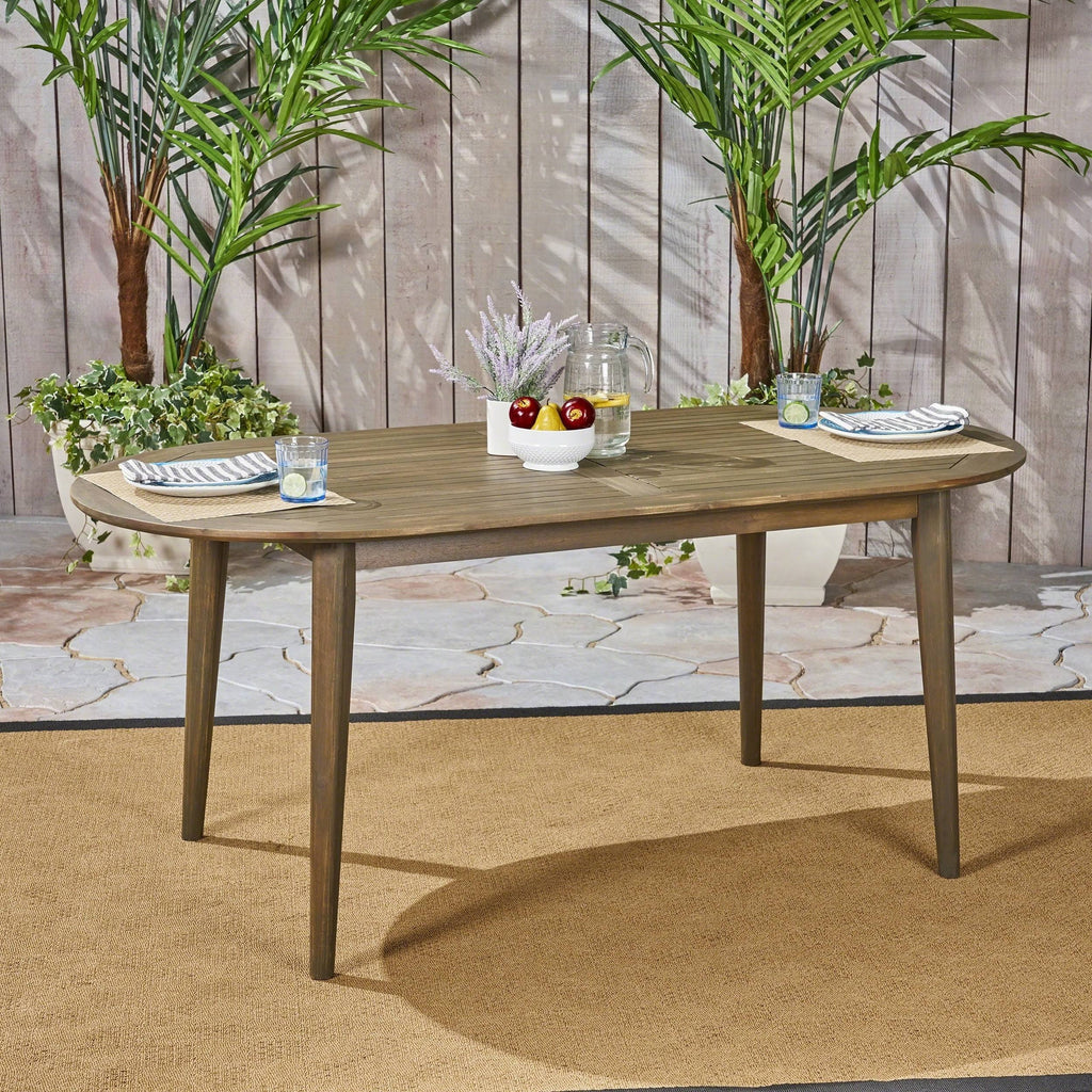 Teak Oval Acacia Wood Dining Table G60756