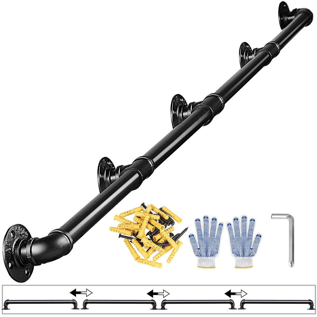 20FT Metal Pipe Handrail Kit Wall Mount Banister Antique Bronze J63218