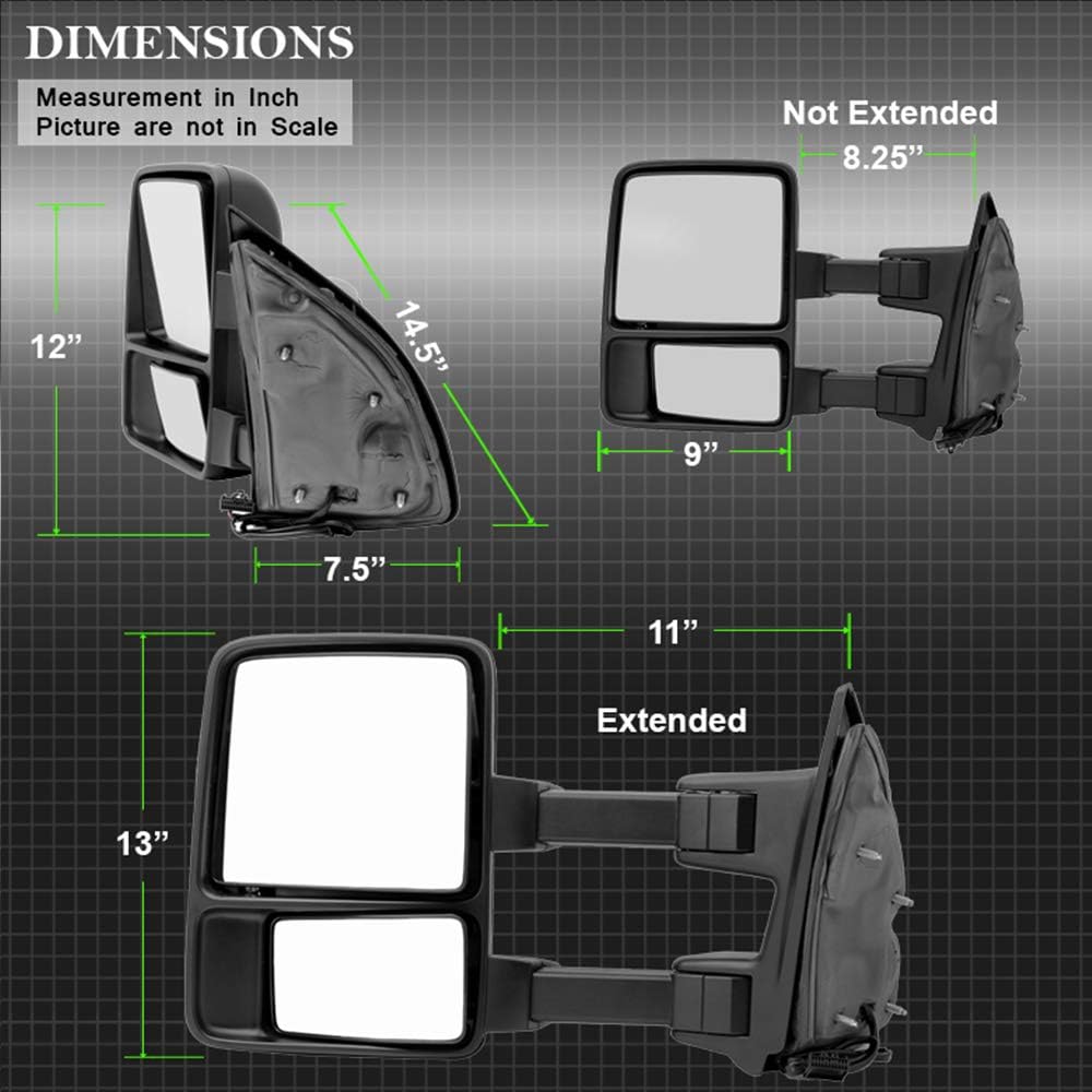 Telescoping Manual Non Heat LED Signal Towing Mirror Driver Side For 2008-2016 Ford F250 / F350 Super Duty Left N91531