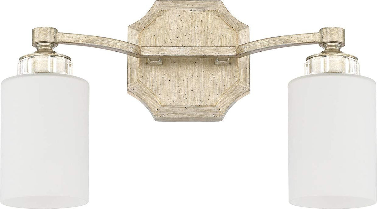 White Fabric Bath Vanity Wall Mount, 3-Light, Polished Nickel X791