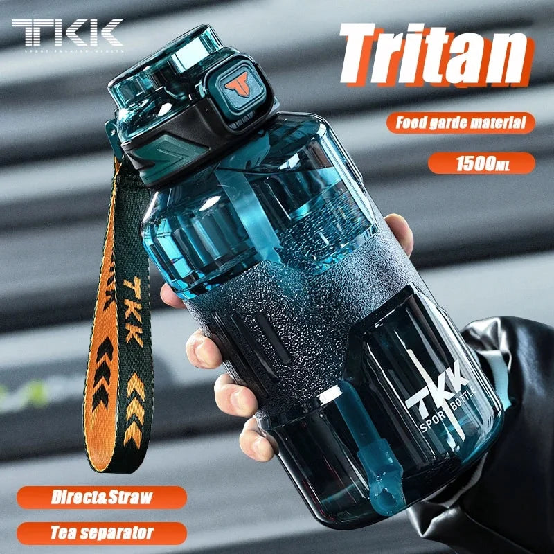 1500ml Tritan Black Sports Water Bottle with Tea Strainer S62954