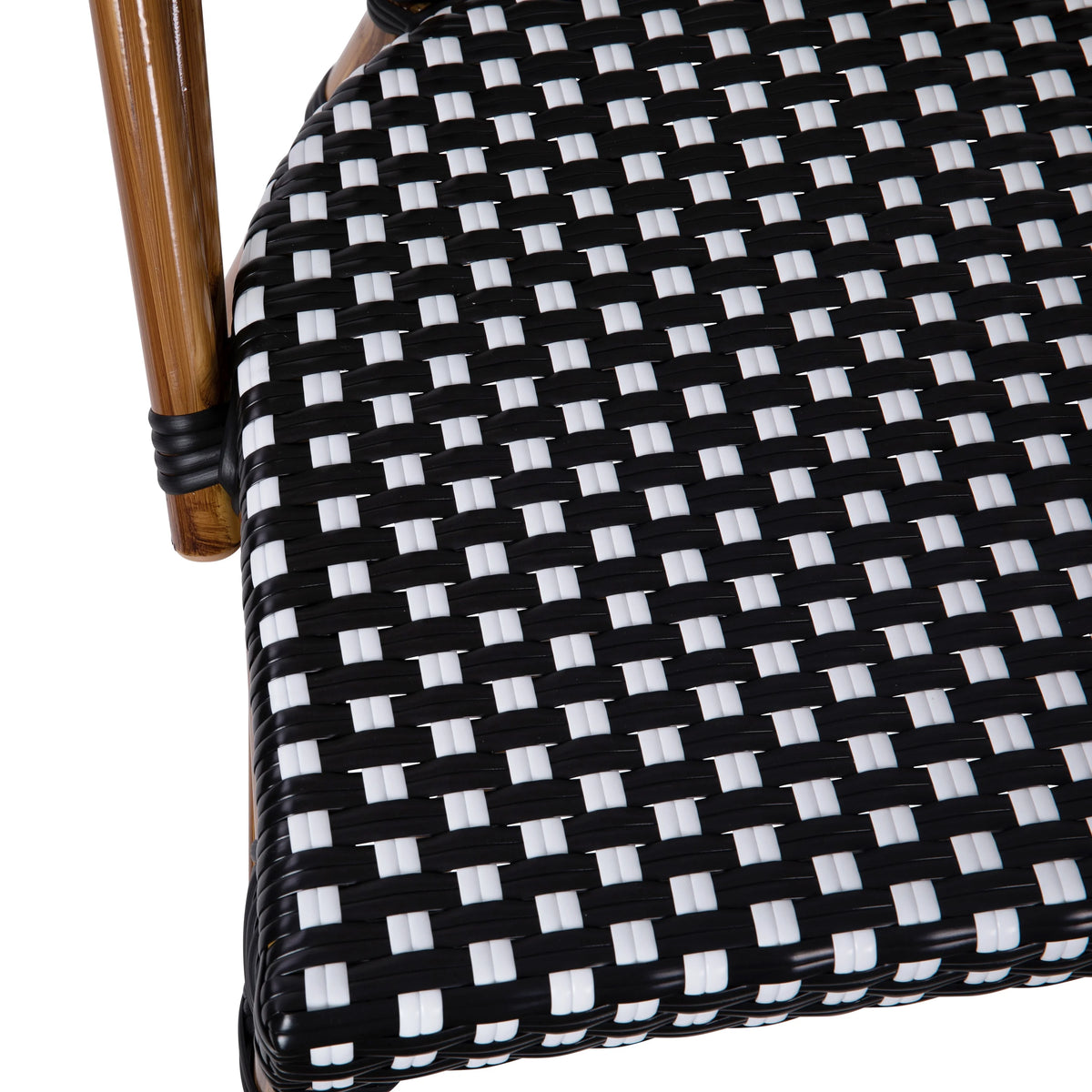 Set of 2 Black/White PE Rattan Bistro Stacking Chairs R6707