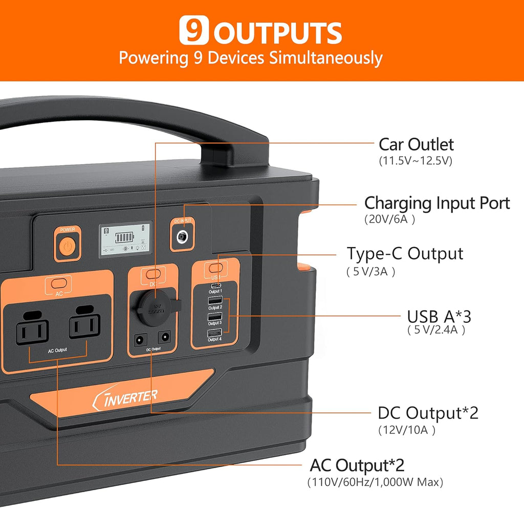 Portable Power Station 1000W 1110Wh Lithium Polymer Battery Solar Generator (Orange) Z299